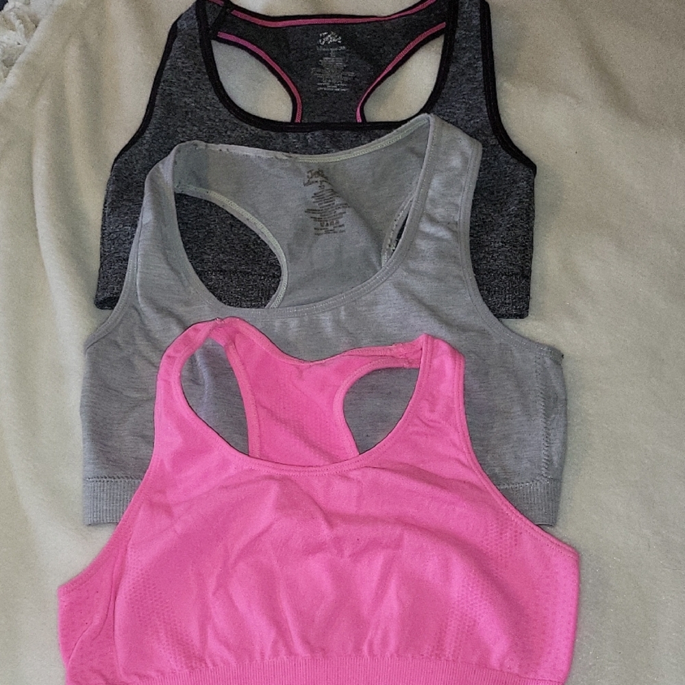 Xersion Racerback Sports Bra Trio For Girls - Pink, Gray, Black